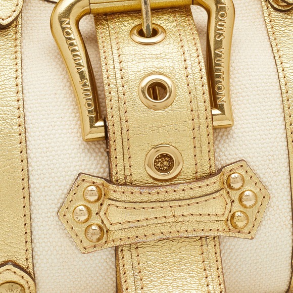 LOUIS VUITTON Cream/Gold Canvas and Leather Antigua Theda PM Bag - Picture 5 of 8